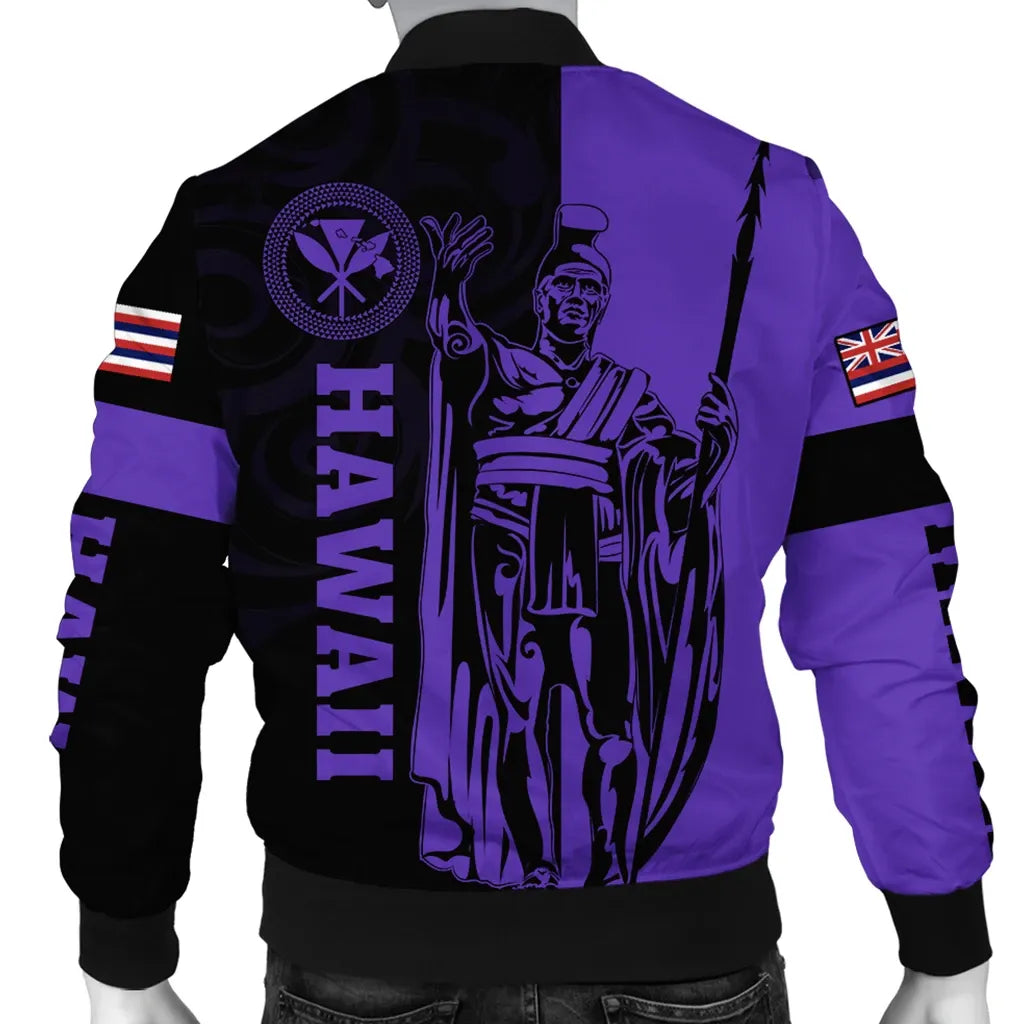 Polynesian Pride Jacket - Hawaii King Polynesian Bomber Jacket - Lawla Style Purple - Polynesian Pride
