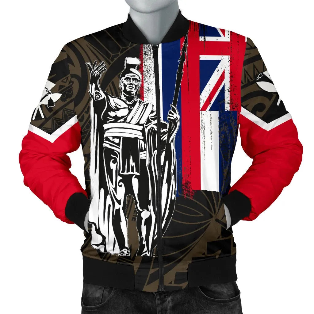 Polynesian Pride Jacket - Hawaii King Flag Polynesian Men's Bomber Jacket - Gold - Polynesian Pride