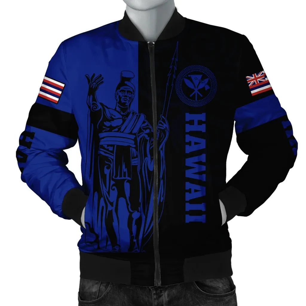 Polynesian Pride Jacket - Hawaii King Polynesian Bomber Jacket - Lawla Style Blue - Polynesian Pride