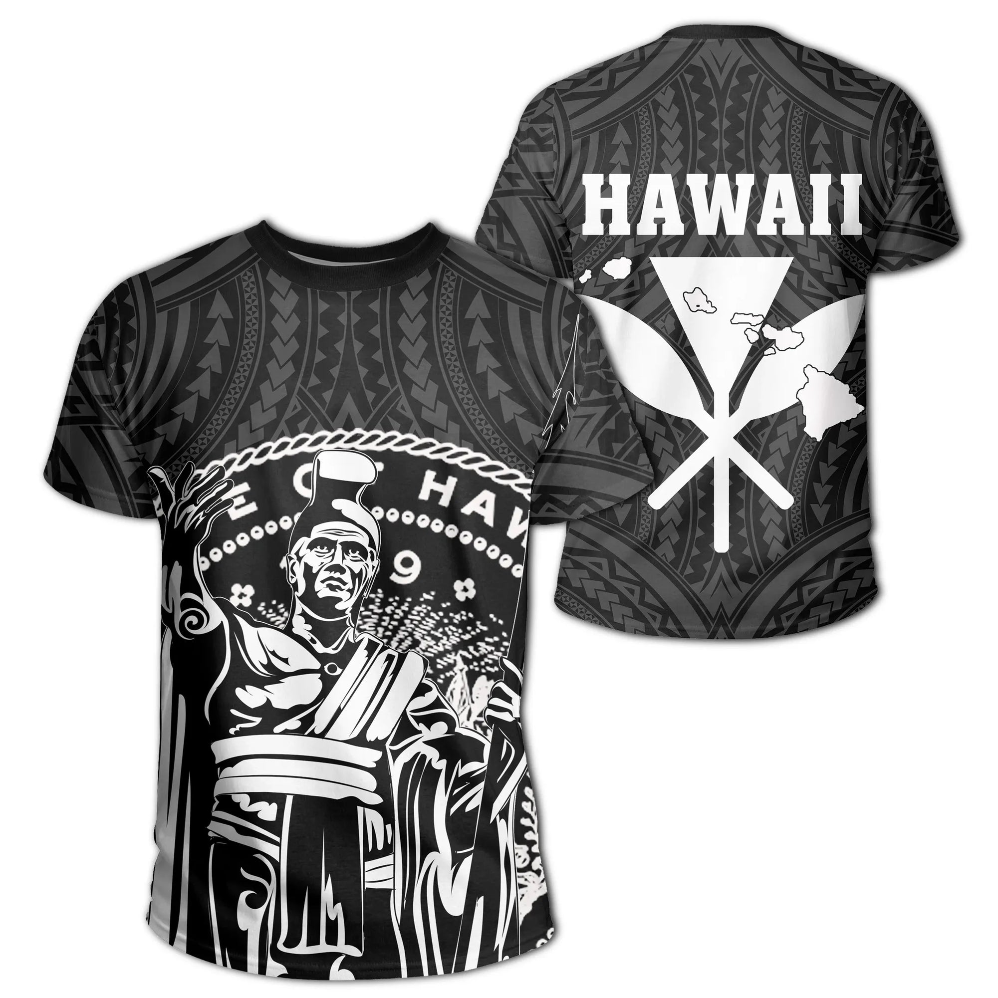 Polynesian Pride Tee Hawaii King Coat Of Arms Kanaka Map Polynesian T Shirt White - Polynesian Pride