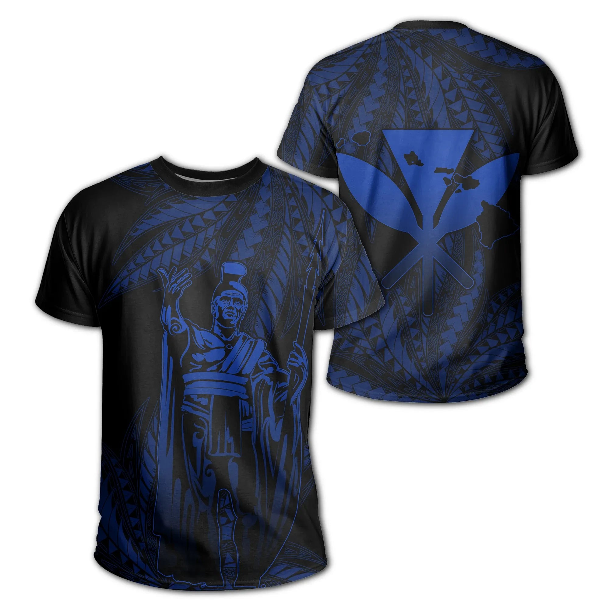 Polynesian Pride Tee Hawaii King Polynesian T shirt Durk Style Blue - Polynesian Pride