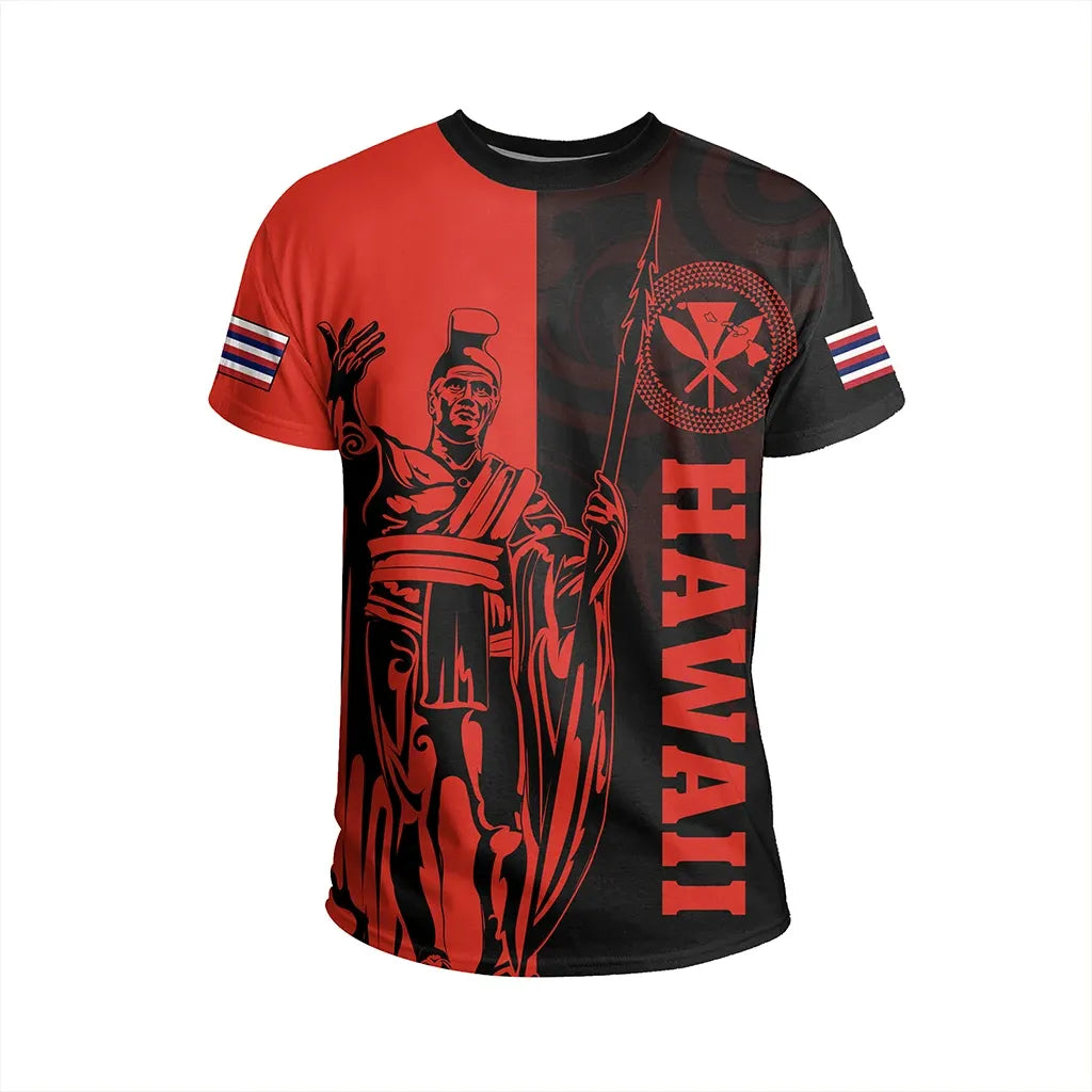 Polynesian Pride Tee Hawaii King Polynesian T shirt Lawla Style Red - Polynesian Pride