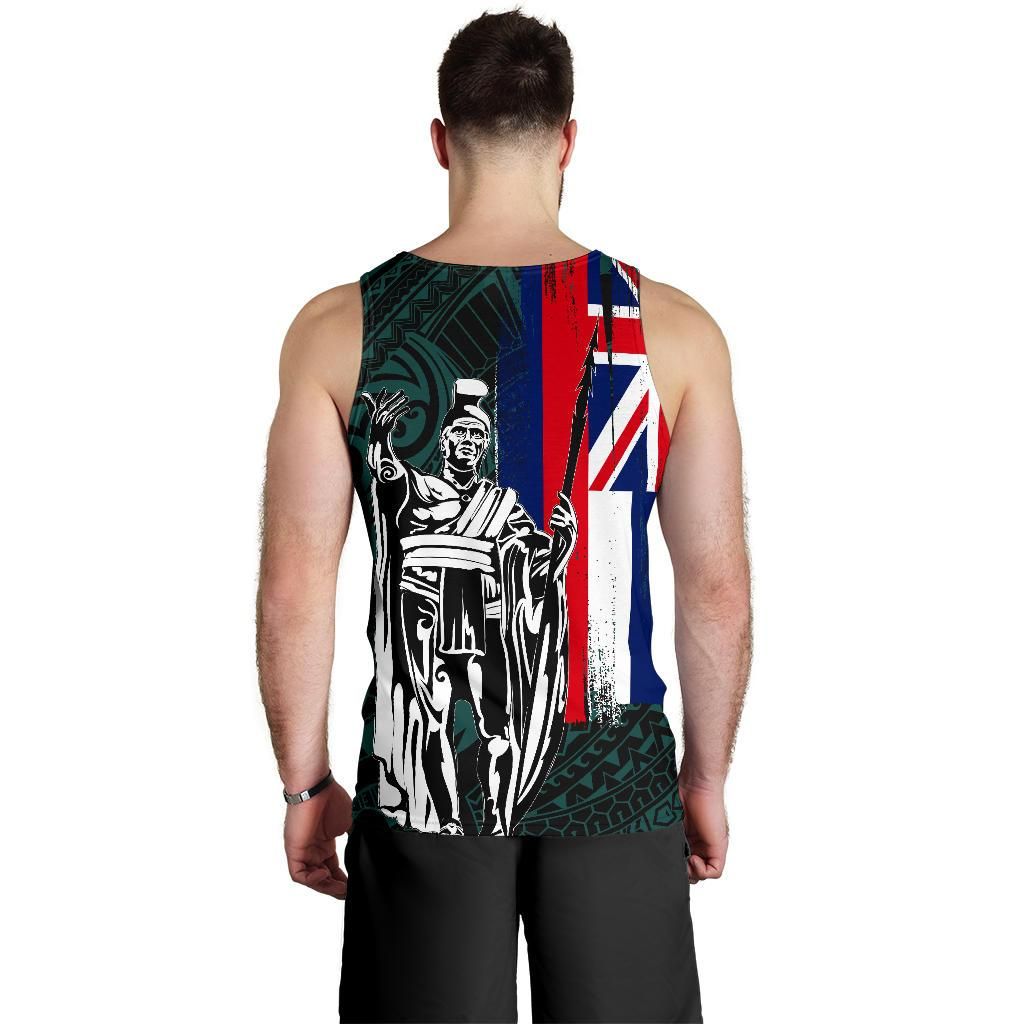 Polynesian Pride Clothing - Hawaii King Flag Polynesian Men's Tank Top - Turquoise - Polynesian Pride