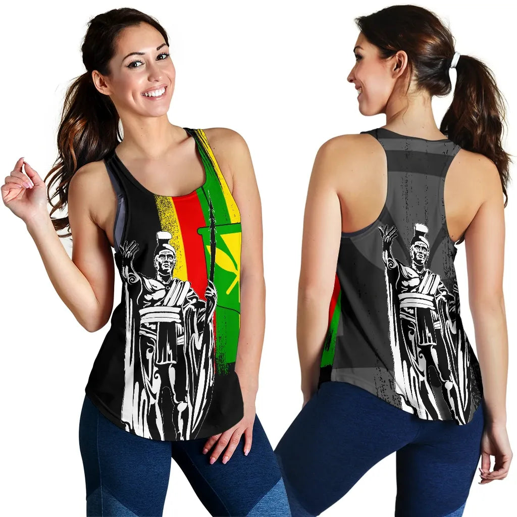 Polynesian Pride Clothing - Hawaii King KanaKa Maoli Flag Women's Racerback Tank - Polynesian Pride