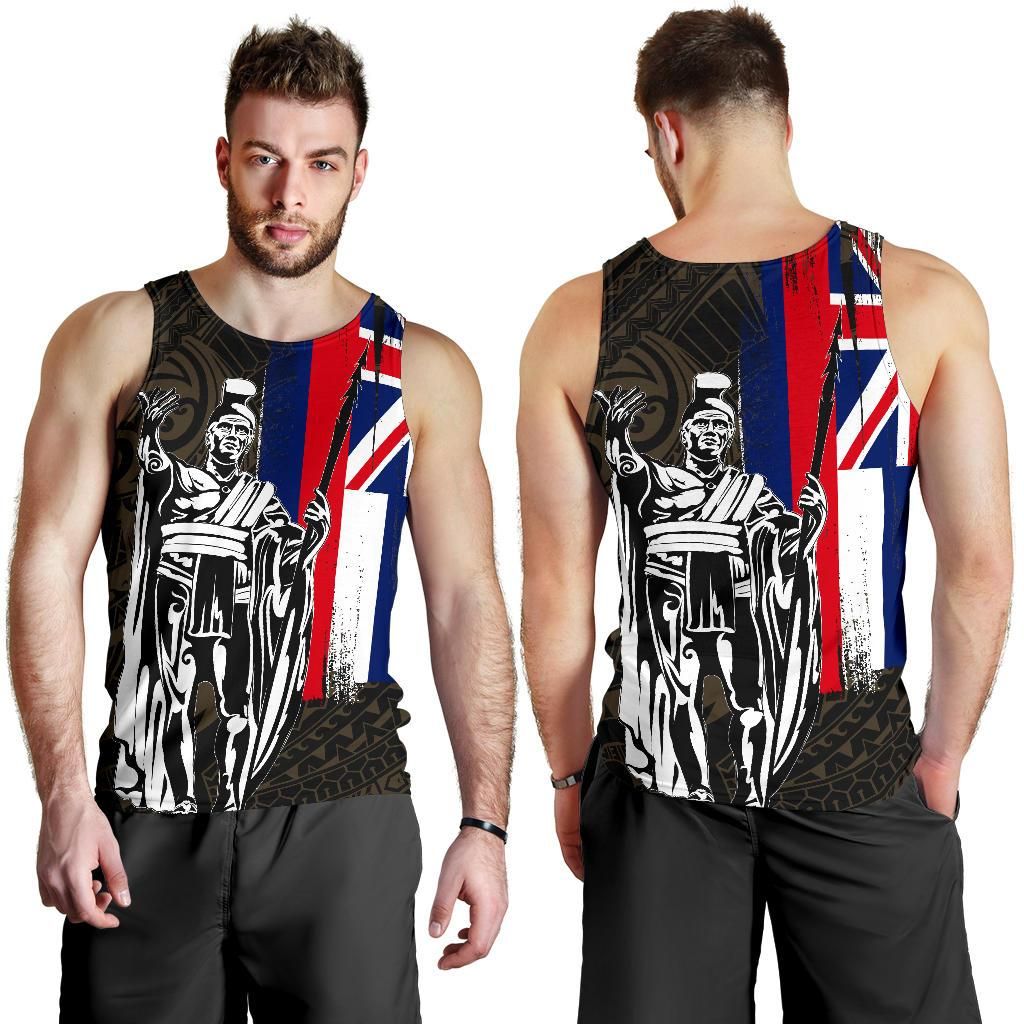 Polynesian Pride Clothing - Hawaii King Flag Polynesian Men's Tank Top - Gold - Polynesian Pride