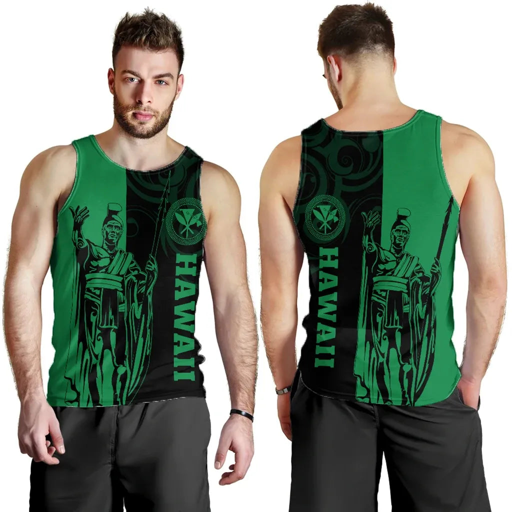 Polynesian Pride Clothing - Hawaii King Polynesian Men's Tank Top - Lawla Style Green - Polynesian Pride