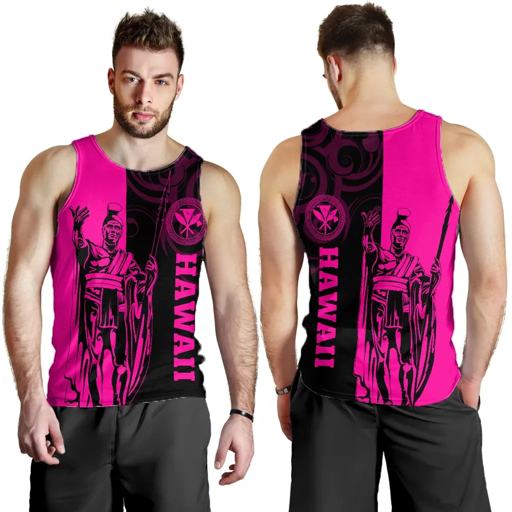 Polynesian Pride Clothing - Hawaii King Polynesian Men's Tank Top - Lawla Style Pink - Polynesian Pride