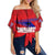 Polynesian Pride Clothing - Vitis Central Dabaris Off Shoulder Wrap Waist Top Flag Tapa Pattern Stronic Style Women Red - Polynesian Pride