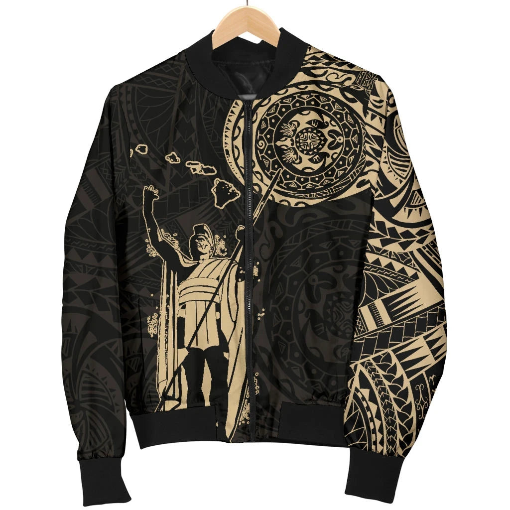 Polynesian Pride Jacket - Bomber Jacket Hawaii King Kanaka Maoli - Tattoo Style - Polynesian Pride