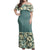 NE Fiji Bula Dress - Tapa Denim Blue Off Shoulder Long Dress Long Dress Teal - Polynesian Pride