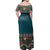 NE Fiji Bula Dress - Boho Hibiscus Lines Off Shoulder Long Dress - Polynesian Pride