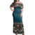 NE Fiji Bula Dress - Boho Hibiscus Lines Off Shoulder Long Dress - Polynesian Pride