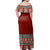 NE Fiji Bula Dress - Ancient Tropical Pattern Off Shoulder Long Dress - Polynesian Pride