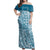 Polynesian Pride Dress - Polynesian Face Tribal Blue Off Shoulder Long Dress Long Dress Blue - Polynesian Pride