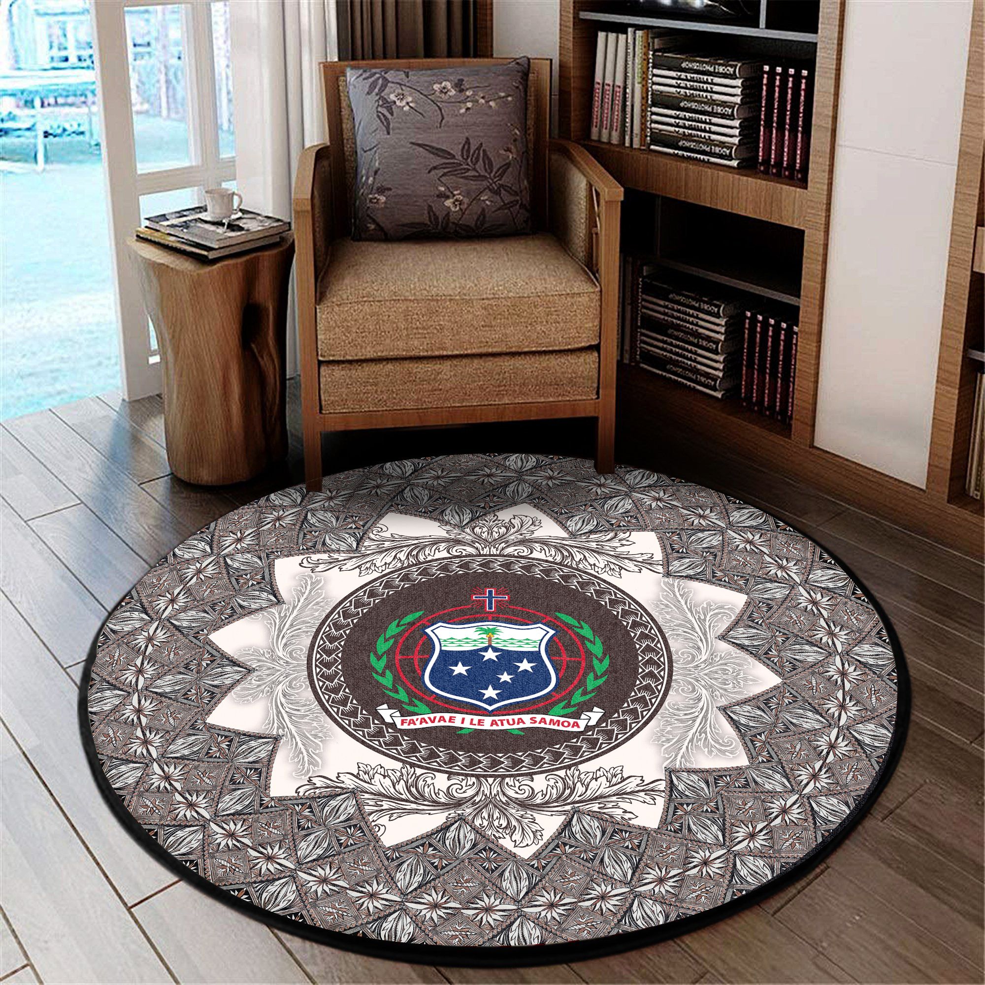 Polynesian Pride Home Set - Samoa Siapo Ohio Round Carpet Round Carpet Brown - Polynesian Pride