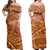 Polynesian Pride Dress - Tribal Polynesian Mix Orange My Style Off Shoulder Long Dress Long Dress Orange - Polynesian Pride