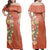 Polynesian Pride Dress - Plumeria Hibiscus Flowers Dark Orange Off Shoulder Long Dress Long Dress Orange - Polynesian Pride