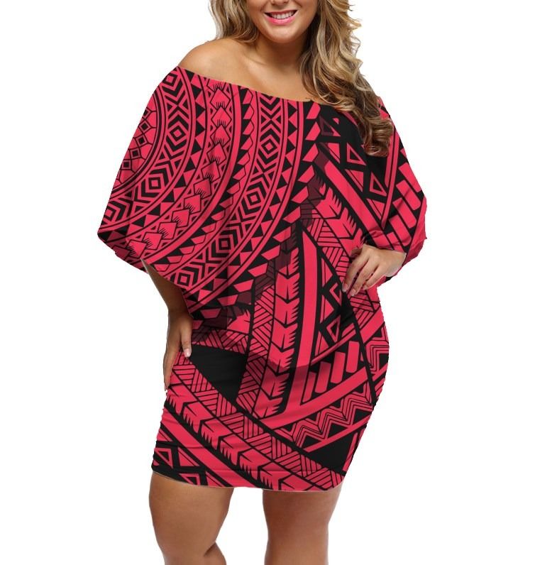 Polynesian Pride Dress - Polynesian Pink Circle Off Shoulder Short Dress Women Pink - Polynesian Pride