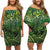 Polynesian Pride Dress - Turtle Kakau Polynesia Green Off Shoulder Short Dress Women Green - Polynesian Pride