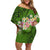 Polynesian Pride Dress - Tattoo Hibiscus Plumeria Polynesian Pattern Off Shoulder Short Dress Women Green - Polynesian Pride