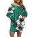 Polynesian Pride Dress - Polynesian Plumeria Fala Turquoise Off Shoulder Short Dress Women Turquoise - Polynesian Pride