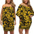 Polynesian Pride Dress - Plumeria Curve Polynesian Yellow Off Shoulder Short Dress Women Yellow - Polynesian Pride