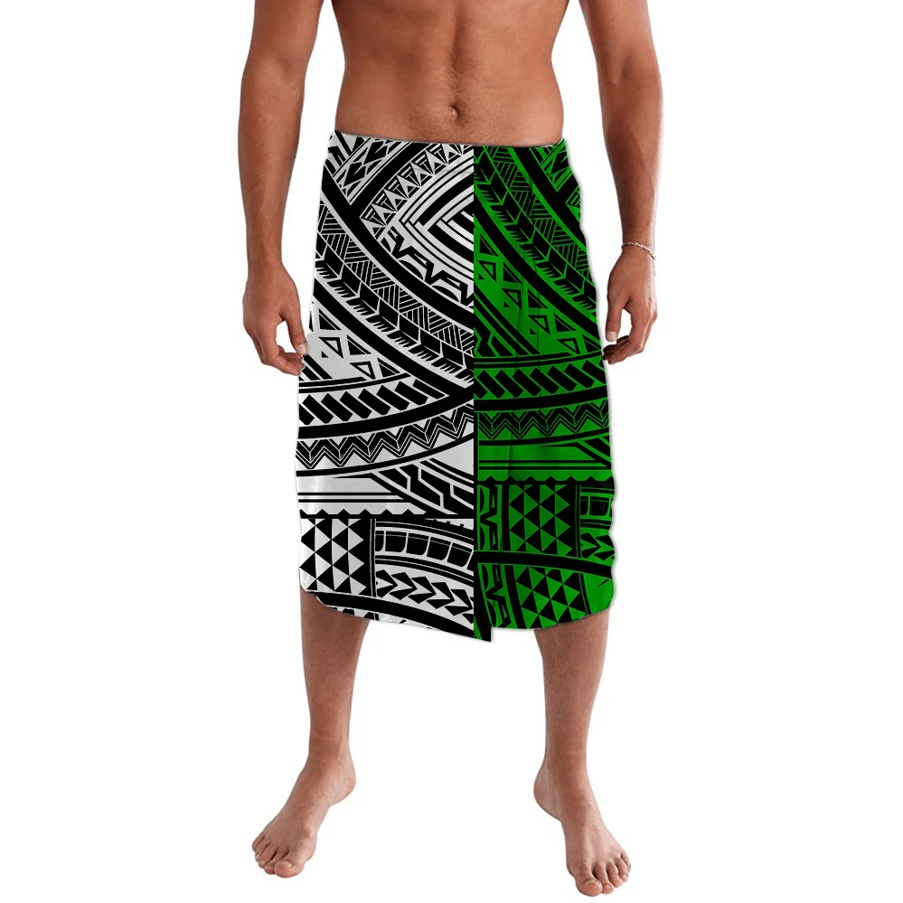 Polynesian Pride Clothing Polynesian Ver White Green Lavalava Lavalava S/M Black - Polynesian Pride