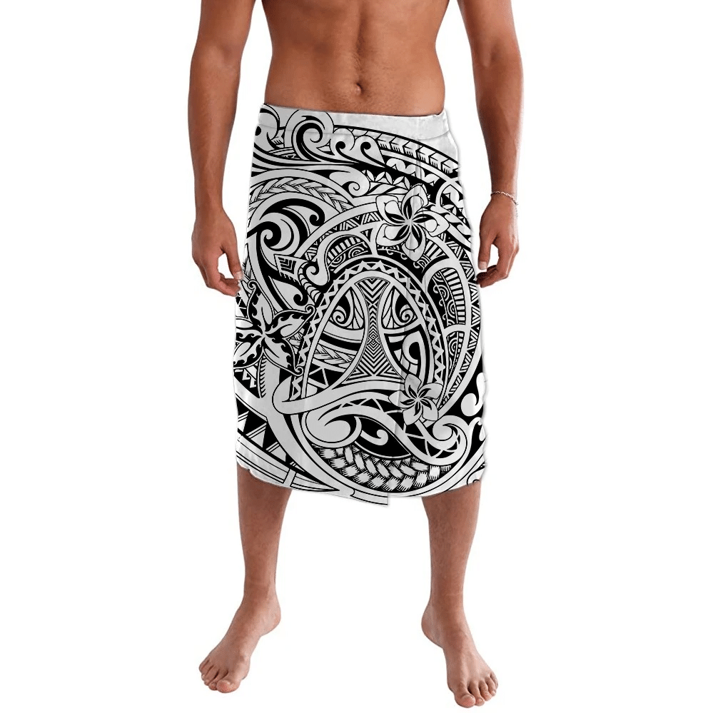 Polynesian Pride Clothing Tribal Polynesian Plumeria Hibiscus Pattern Lavalava Lavalava S/M Black - Polynesian Pride