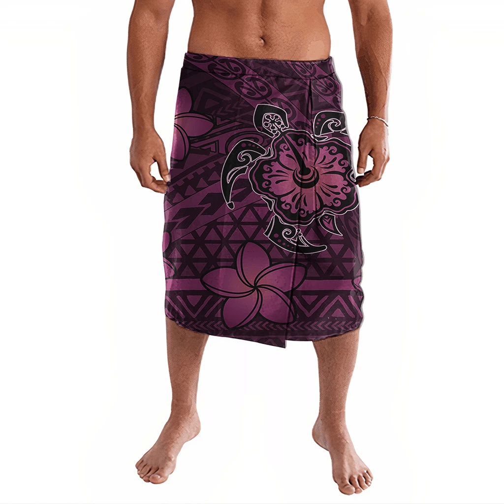 Polynesian Pride Clothing Hawaii Mix Polynesian Turtle Plumeria Ie Faitaga Nick Style Pink Lavalava Black - Polynesian Pride LLC