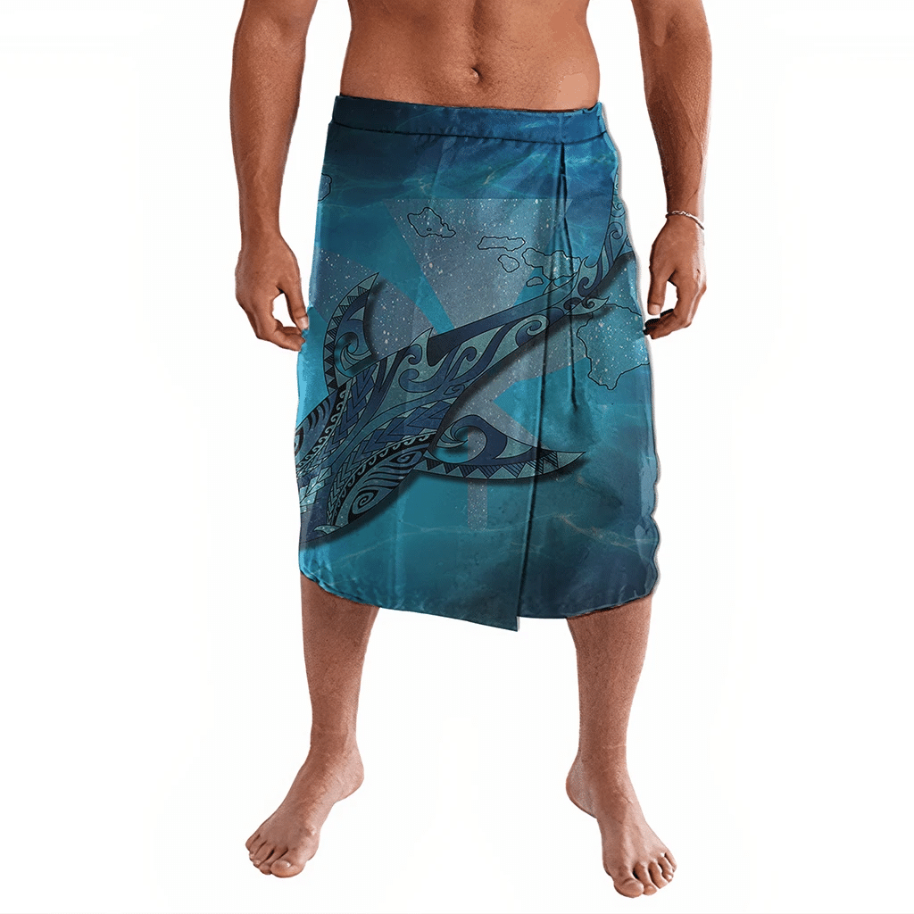 Polynesian Pride Clothing Hawaii Map Kanaka Galaxy Shark Ie Faitaga Lavalava Black - Polynesian Pride