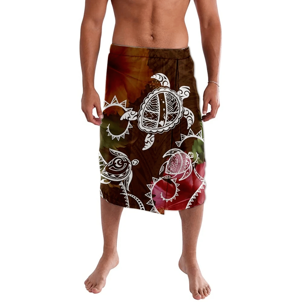 Polynesian Pride Clothing Triple Turtle Hibiscus Pattern Lavalava Lavalava S/M Black - Polynesian Pride