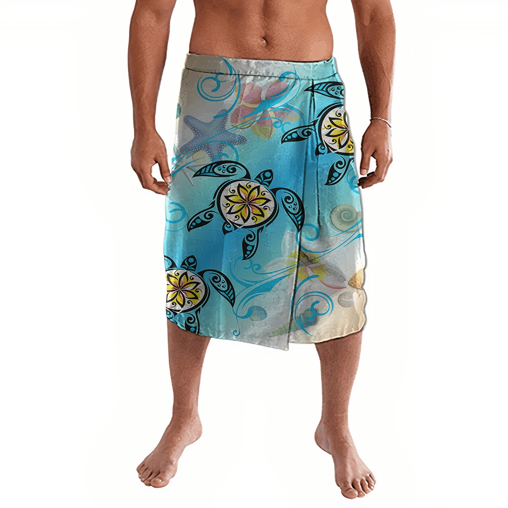 Polynesian Pride Clothing Hawaii Fresh Beach Turtle Plumeria Ie Faitaga Brian Style Lavalava Black - Polynesian Pride