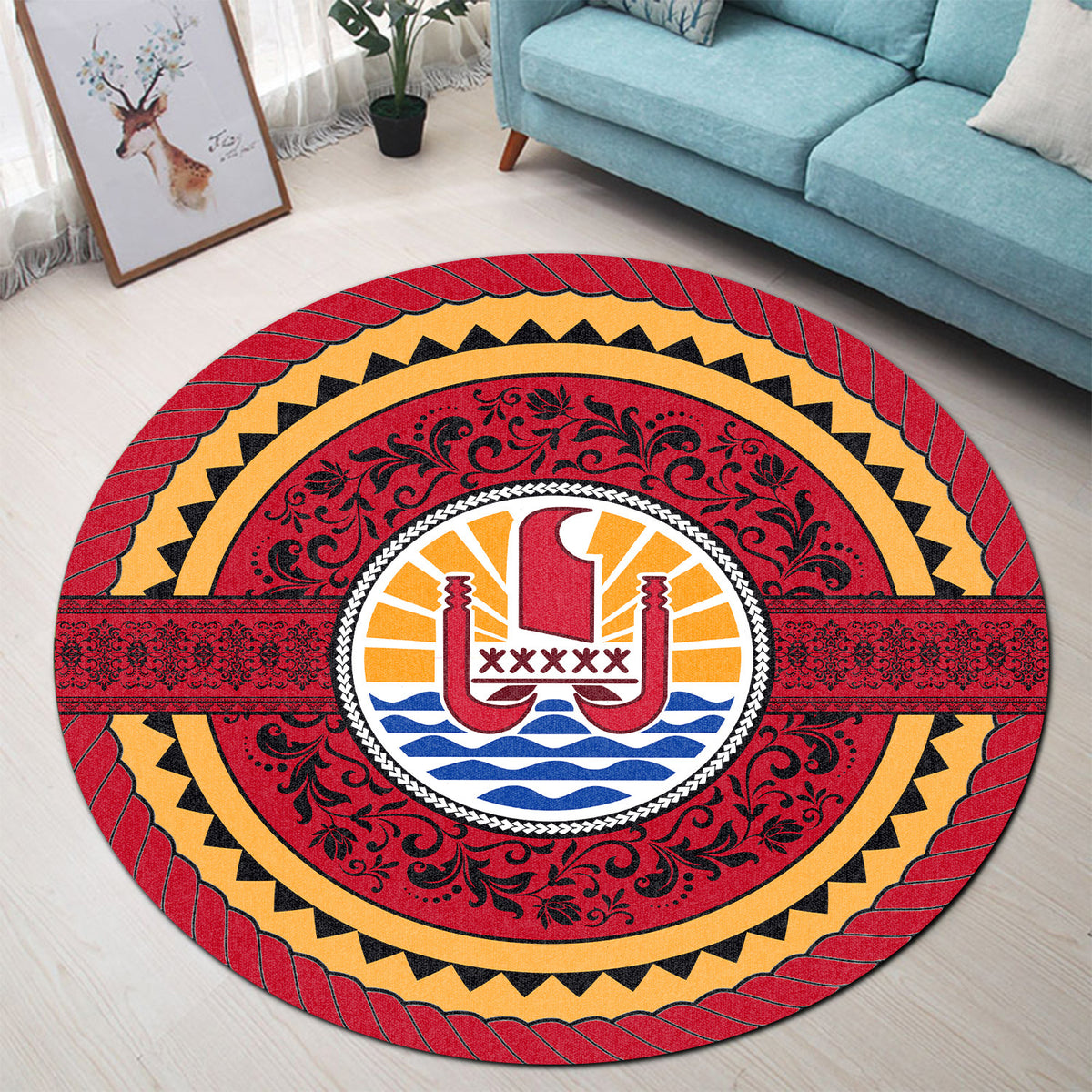 Polynesian Pride Home Set - French Polynesian Rope Round Carpet - Polynesian Pride