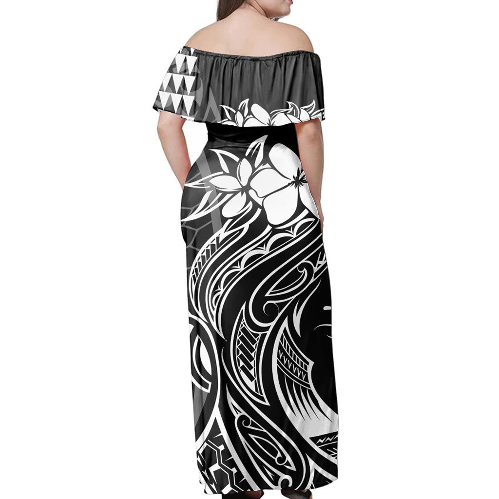 Polynesian Pride Dress - Hawaii Map Kanaka Polynesian Hula Girl Off Shoulder Long Dress Long Dress Blue - Polynesian Pride