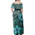 Polynesian Pride Dress - Hawaii Mix Polynesian Turtle Plumeria Nick Style Turquoise Off Shoulder Long Dress - Polynesian Pride