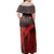 Polynesian Pride Dress - Hawaii Polynesian Hibiscus Turtle Map Red Off Shoulder Long Dress - Polynesian Pride