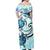 Polynesian Pride Dress - Hawaii Polynesian Plumeria Hibiscus Turtle Jack Style Blue Off Shoulder Long Dress - Polynesian Pride