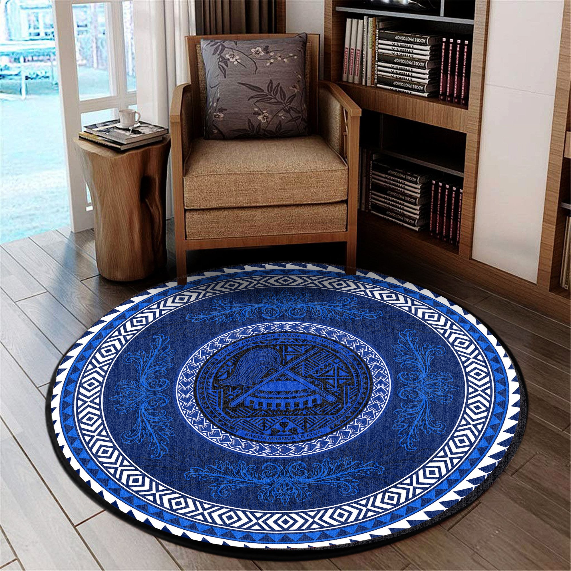 Polynesian Pride Home Set - American Samoa Blue Round Carpet Round Carpet Blue - Polynesian Pride