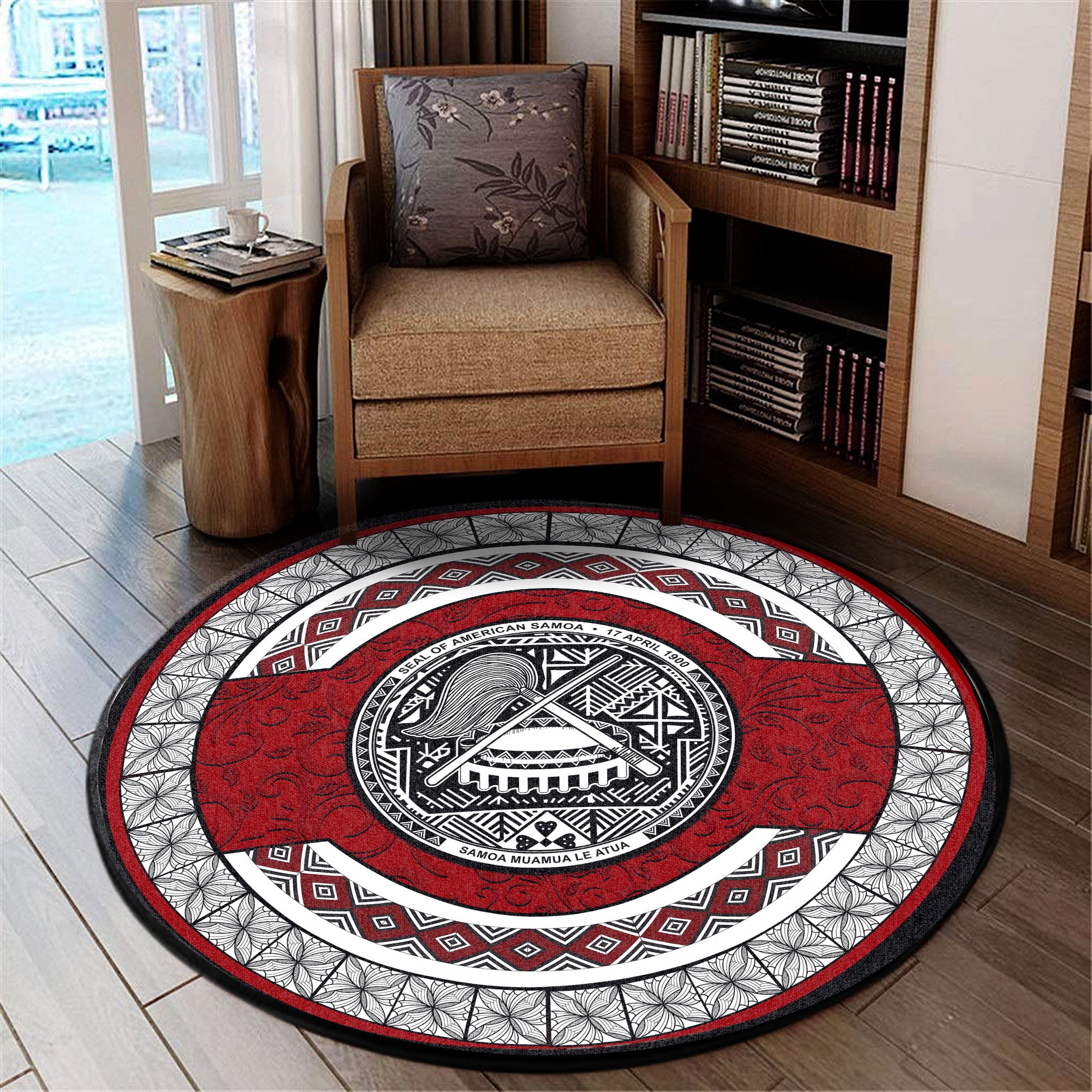 Polynesian Pride Home Set - American Samoa Royal Circle Round Carpet Round Carpet Red - Polynesian Pride