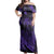 Polynesian Pride Dress - Hawaiian Fish Hook Hibiscus Banzai Surfing Polynesian Purple Off Shoulder Long Dress Long Dress Purple - Polynesian Pride