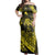 Polynesian Pride Dress - Hawaiian Fish Hook Hibiscus Banzai Surfing Polynesian Yellow Off Shoulder Long Dress Long Dress Yellow - Polynesian Pride