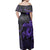 Polynesian Pride Dress - Hawaiian Map Turtle Plumeria Hibiscus Fish Hook Polynesian Purple Off Shoulder Long Dress - Polynesian Pride