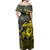 Polynesian Pride Dress - Hawaiian Map Turtle Plumeria Hibiscus Fish Hook Polynesian Yellow Off Shoulder Long Dress - Polynesian Pride