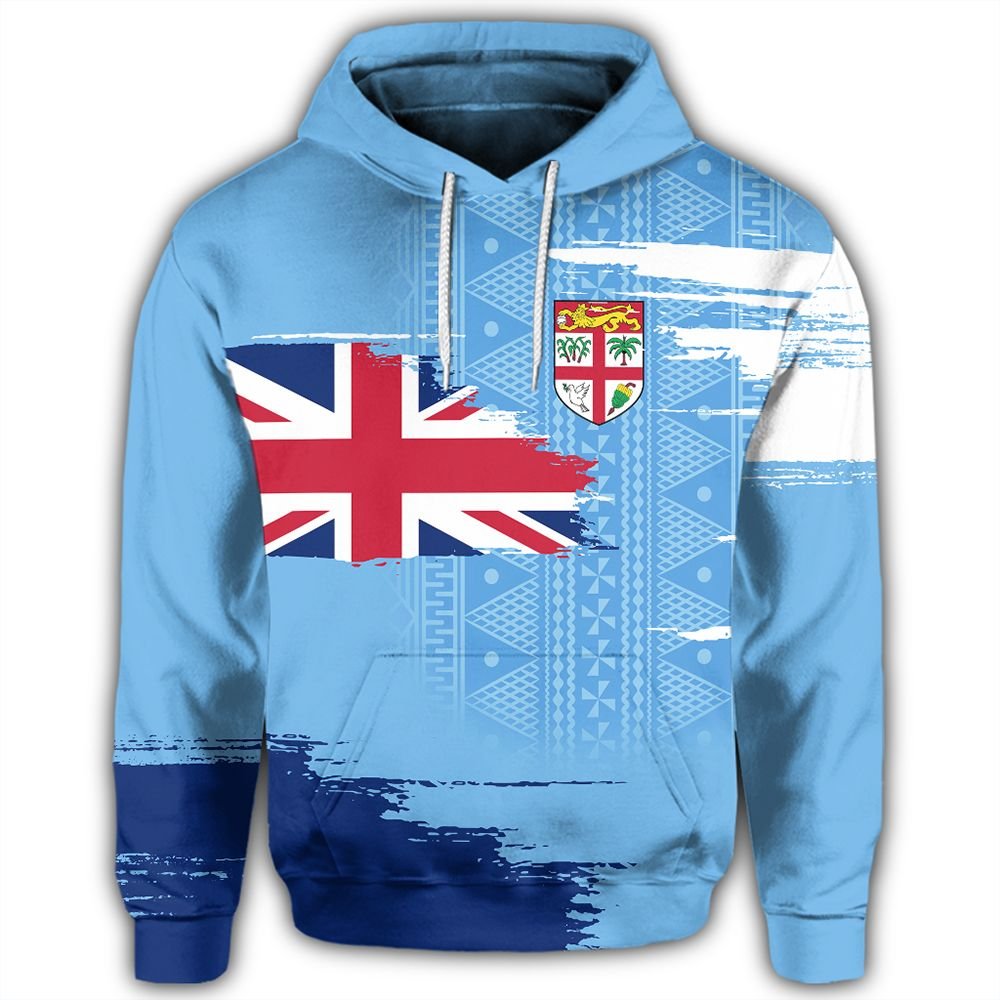 Polynesian Pride Hoodie Custom Fiji Hoodie Fijian Flag Sport Style Hoodie Unisex Blue - Polynesian Pride