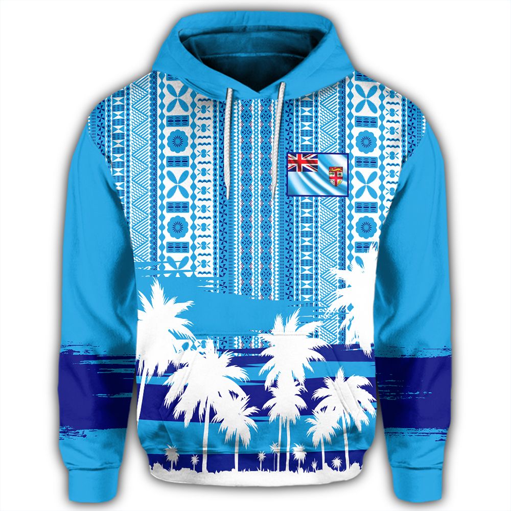 Polynesian Pride Hoodie Fiji Hoodie Fijian Tapa Flag Hoodie Unisex Blue - Polynesian Pride