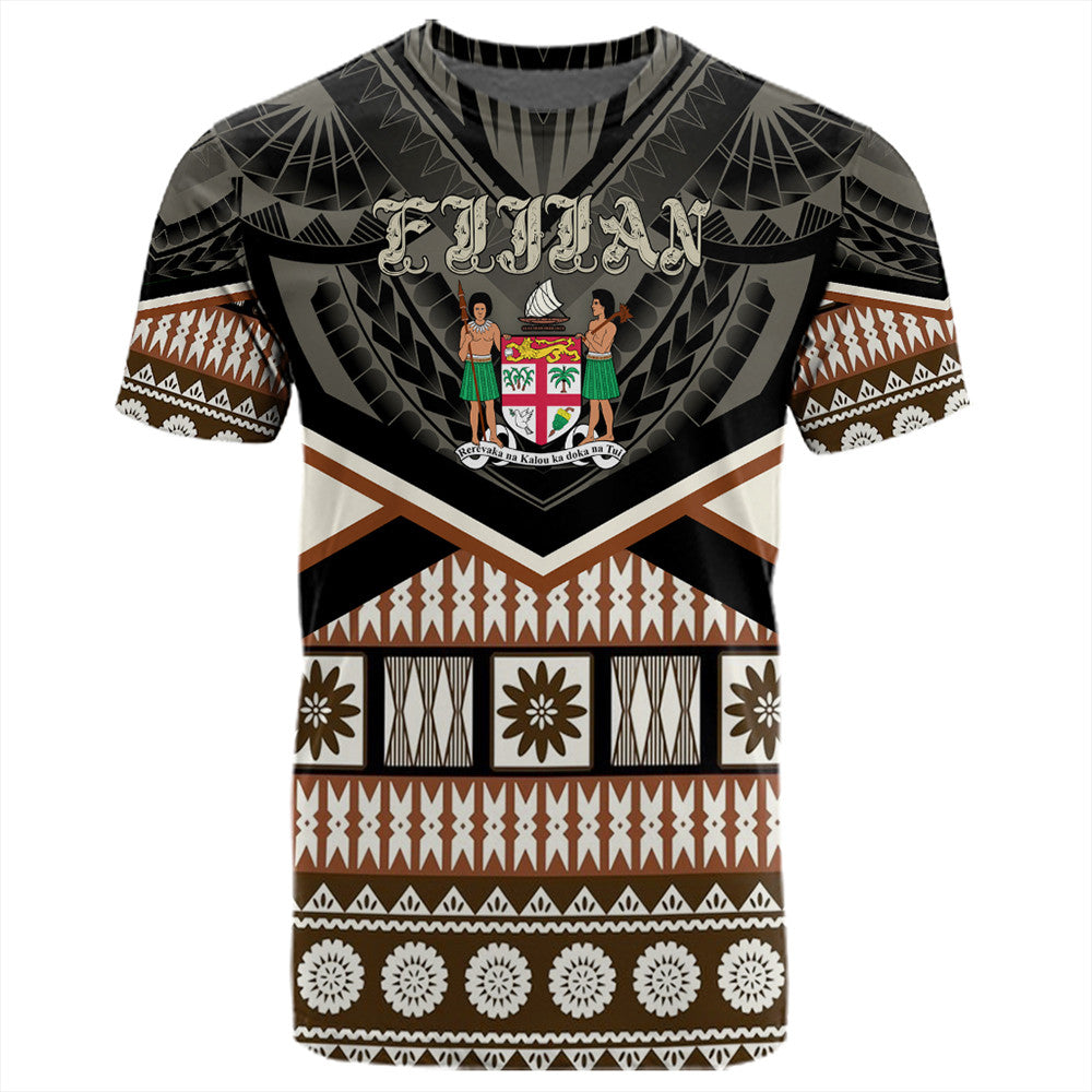 Polynesian Pride Fiji T Shirt Fiji Masi Coat Of Arms T Shirt Unisex Black - Polynesian Pride