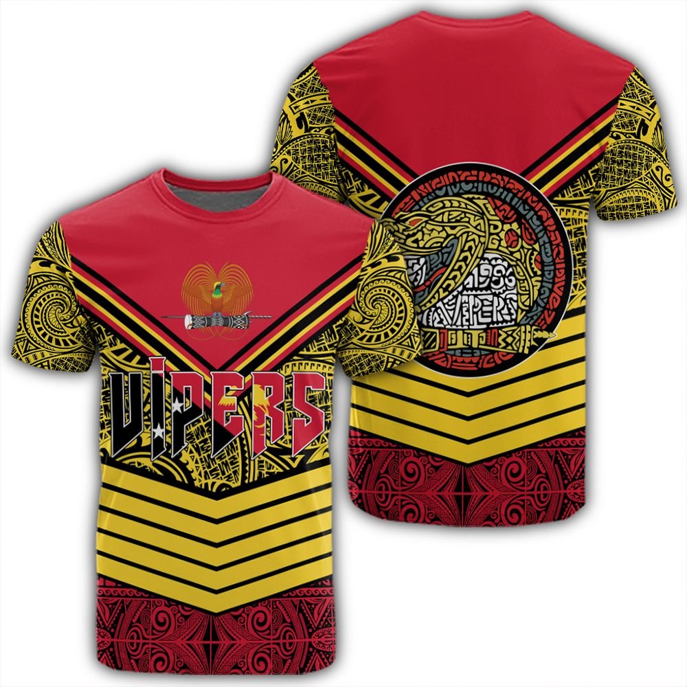 Polynesian Pride T Shirt Port Moresby Vipers T Shirt Tapa Lauhala Rugby Scrum Style Unisex Red - Polynesian Pride