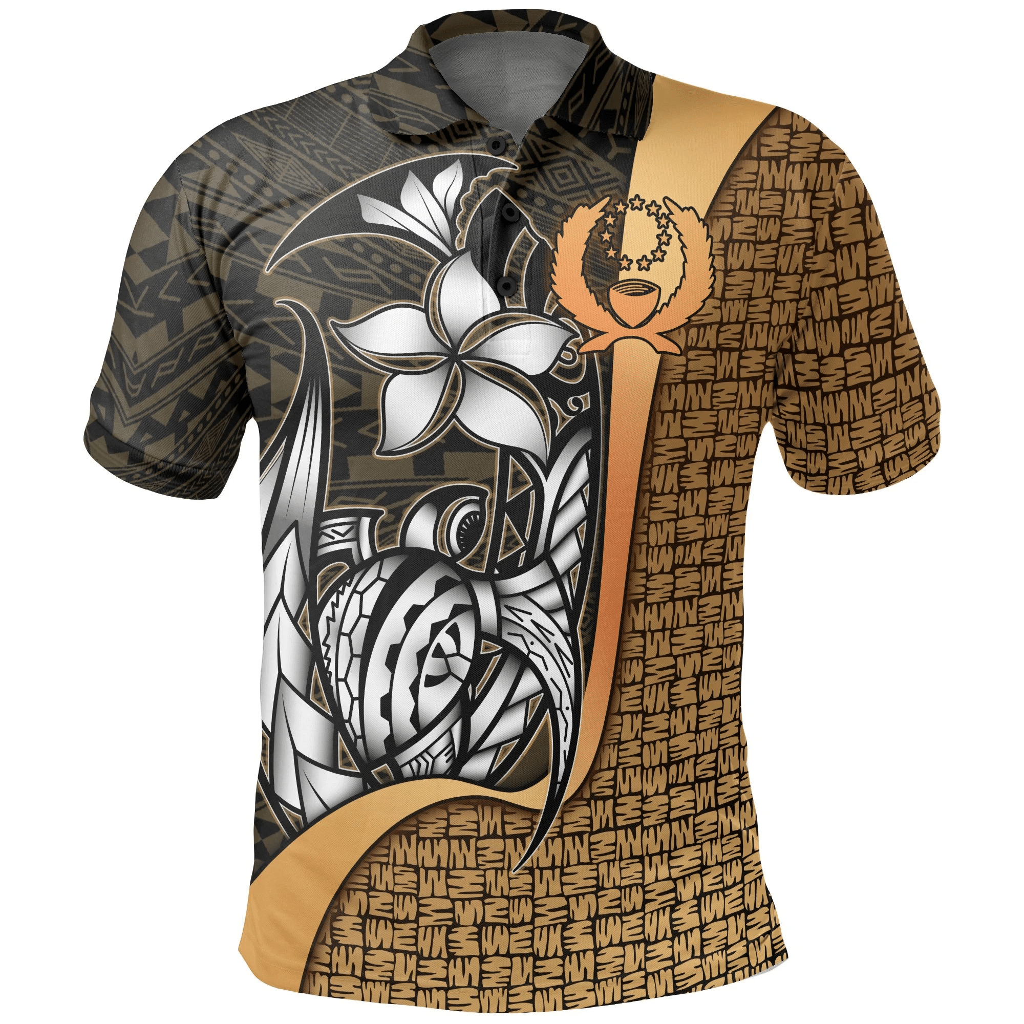 Polynesian Pride Apparel Pohnpei Micronesian Polo Shirt Gold Turtle With Hook Unisex Gold - Polynesian Pride
