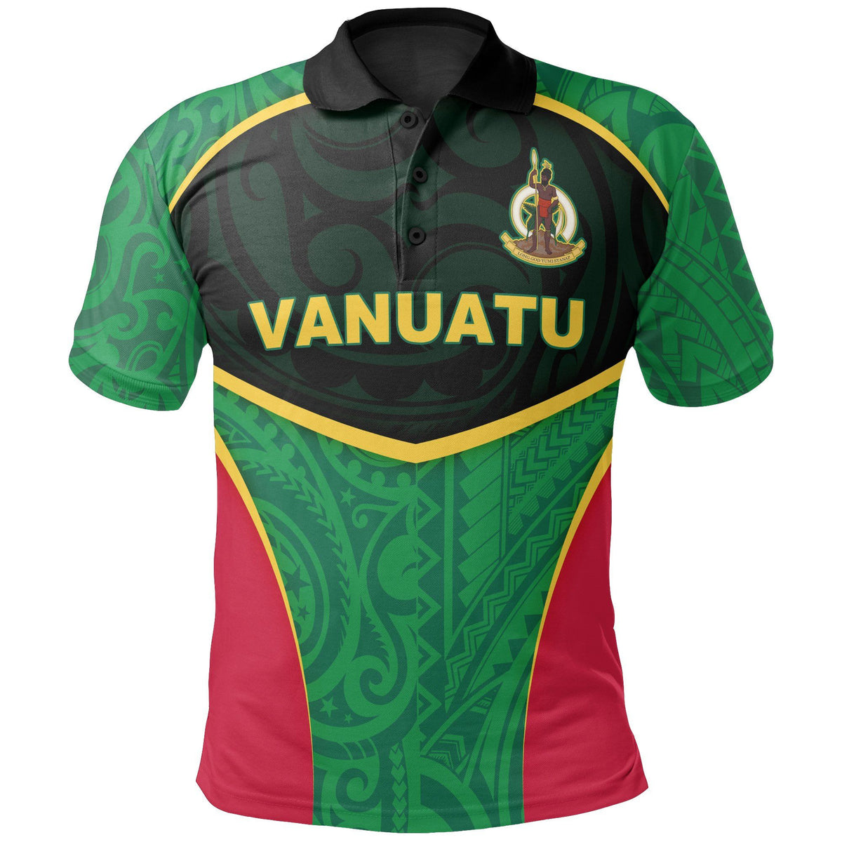 Polynesian Pride Apparel Vanuatu Polynesian Polo Shirt Flag Sport Style Unisex Black - Polynesian Pride