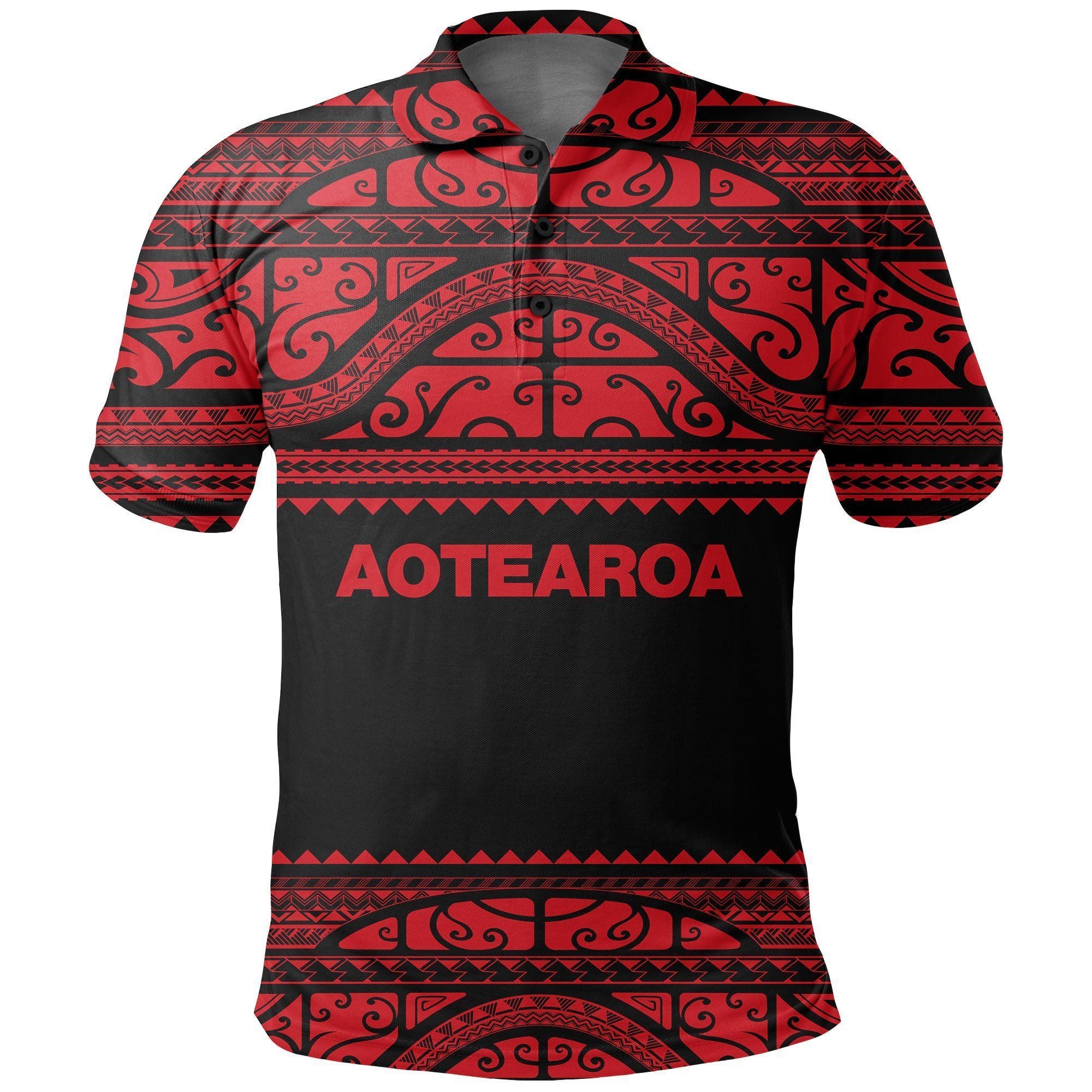 Polynesian Pride Apparel Aotearoa New Zealand Maori Polo Shirt Silver Fern Redx Unisex Red - Polynesian Pride